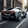 futuristic car with huge wheels and modernized taillights