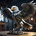 Robotic eagle, wires and gears