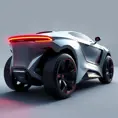 futuristic car with huge wheels and modernized taillights