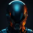 alien helmet with iridescent reflection. Dark background