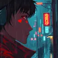 Anime art of Akira, detailed scene, red, perfect face, intricately detailed photorealism, trending on artstation, neon lights, rainy day, ray-traced environment, vintage 90's anime artwork