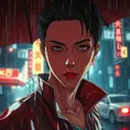 Anime art of Akira, detailed scene, red, perfect face, intricately detailed photorealism, trending on artstation, neon lights, rainy day, ray-traced environment, vintage 90's anime artwork