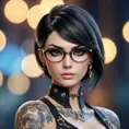 Matte portrait of Bayonetta with tattoos