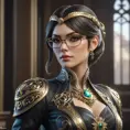 A hyperrealistic portrait of Bayonetta, intricate details, cinematic lighting, artgerm, greg rutkowski, Alphonse Mucha, octane render, 8k resolution, award winning photograph, unreal engine 5, global illumination, volumetric lighting, highly detailed, masterpiece