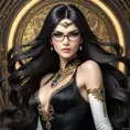 stunning portrait of Bayonetta, elegant pose, flowing hair, captivating eyes, realistic skin texture, dramatic lighting, art nouveau style, intricate details, smooth skin, sharp focus, award winning photography