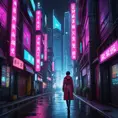 In a cyberpunk-inspired cityscape, Ada Wong navigates a maze of neon-lit alleyways and towering skyscrapers, her every move calculated and precise as she pursues her latest objective.