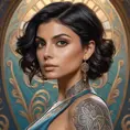 Matte portrait of Morena Baccarin with tattoos