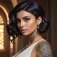 Matte portrait of Morena Baccarin with tattoos