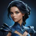 Alluring matte portrait of a fierce beautiful Vex in dark blue