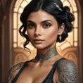 Matte portrait of Morena Baccarin with tattoos