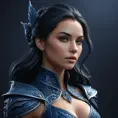 Alluring matte portrait of a fierce beautiful Vex in dark blue