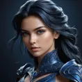 Alluring matte portrait of a fierce beautiful Vex in dark blue