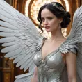 Alluring matte portrait of a beautiful Eva Green with wings