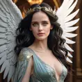 Alluring matte portrait of a beautiful Eva Green with wings