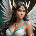 Alluring matte portrait of a beautiful Nidalee with wings