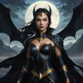 surreal painting of Cassandra Cain as a vampire queen, ruling over a desolate landscape, powerful and regal, ethereal glow, dark fantasy elements