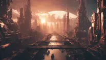 Retrofuturistic city landscape in the style of Beneath a Steel Sky, Atmospheric, Highly Detailed, Intricate, Stunning, Realistic, Octane Render, Unreal Engine, Volumetric Lighting, Concept Art