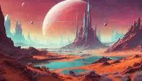 Beautiful alien landscape of No Mans Sky, Highly Detailed, Intricate, Artstation, Beautiful, Digital Painting, Sharp Focus, Concept Art, Elegant