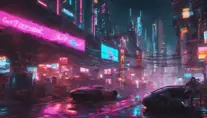 Neon city lights of Cyberpunk 2077, Highly Detailed, Intricate, Artstation, Beautiful, Digital Painting, Sharp Focus, Concept Art, Elegant