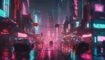 Neon city lights of Cyberpunk 2077, Highly Detailed, Intricate, Artstation, Beautiful, Digital Painting, Sharp Focus, Concept Art, Elegant