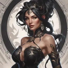 Alluring matte portrait of a beautiful Nidalee in black, 8k, Highly Detailed, Intricate, Half Body, Realistic, Sharp Focus, Volumetric Lighting, Fantasy, Elegant by Stanley Artgerm Lau, Alphonse Mucha, WLOP, Stefan Kostic