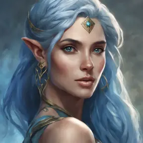 D&D concept art of gorgeous elven woman with blue hair in the style of Stefan Kostic, 8k, High Definition, Highly Detailed, Intricate, Half Body, Realistic, Sharp Focus, Fantasy, Elegant by Stanley Artgerm Lau, Luis Ricardo Falero