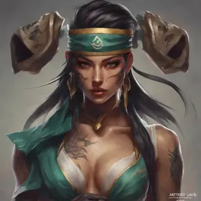 Matte portrait of Akali from League of Legends with tattoos, 8k, Highly Detailed, Powerful, Alluring, Artstation, Magical, Digital Painting, Photo Realistic, Sharp Focus, Volumetric Lighting, Concept Art by Stanley Artgerm Lau, Alphonse Mucha, Greg Rutkowski