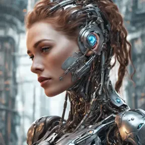 Alluring highly detailed matte portrait of a beautiful cyborg in the style of Stefan Kostic, 8k, High Definition, Highly Detailed, Intricate, Half Body, Realistic, Sharp Focus, Fantasy, Elegant