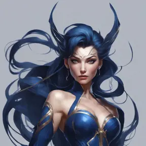 Alluring matte portrait of a beautiful Vayne in dark blue, 8k, Highly Detailed, Intricate, Half Body, Realistic, Sharp Focus, Volumetric Lighting, Fantasy, Elegant by Stanley Artgerm Lau, Alphonse Mucha, WLOP, Stefan Kostic