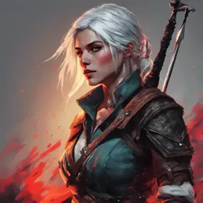 Ciri from The Witcher in Assassin's Creed style, Highly Detailed, Vibrant Colors, Ink Art, Fantasy, Dark by WLOP