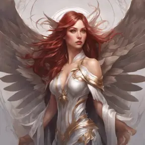 Alluring matte portrait of a beautiful Katarina with wings, 8k, Highly Detailed, Intricate, Half Body, Realistic, Sharp Focus, Volumetric Lighting, Fantasy, Elegant by Stanley Artgerm Lau, Alphonse Mucha, WLOP