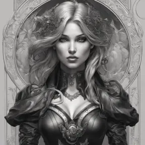 Alluring matte portrait of a beautiful A2 in black leather, 8k, Highly Detailed, Intricate, Half Body, Realistic, Sharp Focus, Volumetric Lighting, Fantasy, Elegant by Stanley Artgerm Lau, Alphonse Mucha, WLOP, Stefan Kostic