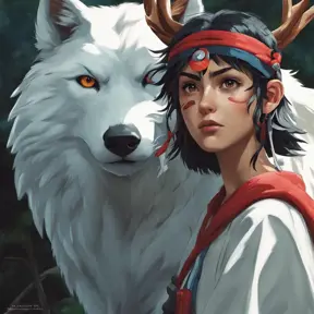 portrait of princess mononoke, 4k, 4k resolution, 8k, Hyper Detailed, Anime by Stanley Artgerm Lau