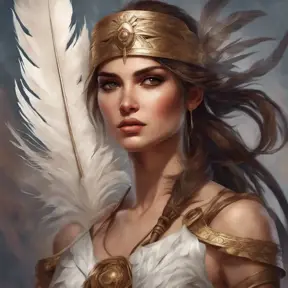 Alluring matte portrait of a beautiful Kassandra wearing feathers, 8k, Highly Detailed, Intricate, Half Body, Realistic, Sharp Focus, Volumetric Lighting, Fantasy, Elegant by Stanley Artgerm Lau, Alphonse Mucha, WLOP