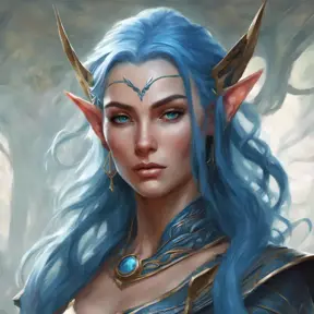 D&D concept art of gorgeous elven woman with blue hair in the style of Stefan Kostic, 8k, High Definition, Highly Detailed, Intricate, Half Body, Realistic, Sharp Focus, Fantasy, Elegant by Stanley Artgerm Lau, Luis Ricardo Falero