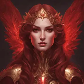 Alluring matte portrait of the beautiful Kayle in dark red, 8k, Highly Detailed, Intricate, Realistic, Sharp Focus, Volumetric Lighting, Fantasy, Elegant by Stanley Artgerm Lau, Alphonse Mucha, WLOP, Stefan Kostic