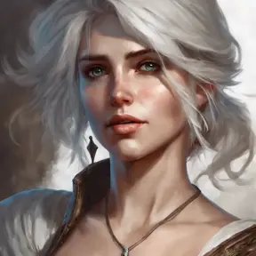 Alluring matte portrait of a beautiful Ciri in The WItcher3 style, 8k, Highly Detailed, Intricate, Half Body, Realistic, Sharp Focus, Volumetric Lighting, Fantasy, Elegant by Stanley Artgerm Lau, Alphonse Mucha, WLOP