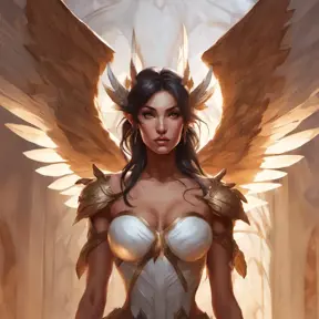 Alluring matte portrait of a beautiful Nidalee with wings, 8k, Highly Detailed, Intricate, Half Body, Realistic, Sharp Focus, Volumetric Lighting, Fantasy, Elegant by Stanley Artgerm Lau, Alphonse Mucha, WLOP