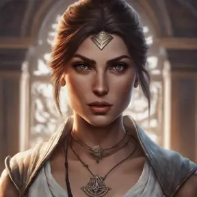 Matte portrait of Kassandra from Assassins Creed with tattoos, 8k, Highly Detailed, Powerful, Alluring, Artstation, Magical, Digital Painting, Photo Realistic, Sharp Focus, Volumetric Lighting, Concept Art by Stanley Artgerm Lau, Alphonse Mucha, Greg Rutkowski