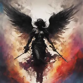 Silhouette of an Angel emerging from the fog of war, ink splash, Highly Detailed, Vibrant Colors, Ink Art, Fantasy, Dark by Stanley Artgerm Lau