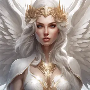 Alluring matte portrait of the beautiful Kayle in white, 8k, Highly Detailed, Intricate, Realistic, Sharp Focus, Volumetric Lighting, Fantasy, Elegant by Stanley Artgerm Lau, Alphonse Mucha, WLOP, Stefan Kostic