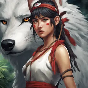 portrait of princess mononoke, 4k, 4k resolution, 8k, Hyper Detailed, Anime by Stanley Artgerm Lau