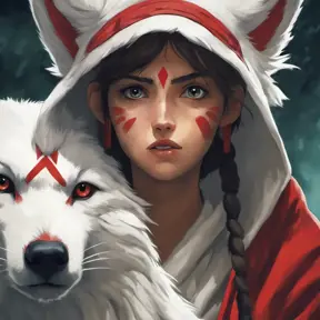 portrait of princess mononoke, 4k, 4k resolution, 8k, Hyper Detailed, Anime by Stanley Artgerm Lau