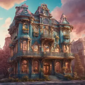 art nuveau exterior fantasy colorful building office space futuristic rococco baroques victorian, 8k, Highly Detailed, Hyper Detailed, Masterpiece, Vintage Illustration, Cinematic Lighting, Photo Realistic, Sharp Focus, Smooth, Octane Render, Digital Art, Vector Art, Soft