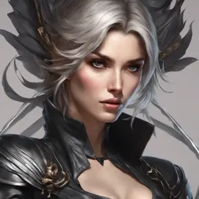 Alluring matte portrait of a beautiful Fiora wearing black leather, 8k, Highly Detailed, Intricate, Half Body, Realistic, Sharp Focus, Volumetric Lighting, Fantasy, Elegant by Stanley Artgerm Lau, Alphonse Mucha, WLOP, Stefan Kostic