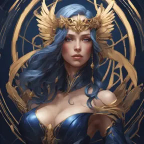 Alluring matte portrait of the beautiful Kayle in dark blue, 8k, Highly Detailed, Intricate, Realistic, Sharp Focus, Volumetric Lighting, Fantasy, Elegant by Stanley Artgerm Lau, Alphonse Mucha, WLOP, Stefan Kostic