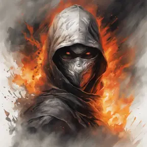 White Assassin emerging from a firey fog of battle, ink splash, Highly Detailed, Vibrant Colors, Ink Art, Fantasy, Dark by Stanley Artgerm Lau