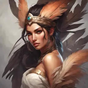 Alluring matte portrait of a beautiful Nidalee wearing feathers, 8k, Highly Detailed, Intricate, Half Body, Realistic, Sharp Focus, Volumetric Lighting, Fantasy, Elegant by Stanley Artgerm Lau, Alphonse Mucha, WLOP