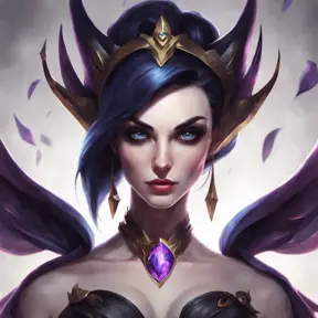 Alluring matte portrait of a beautiful Morgana from League of Legends in the style of Stefan Kostic, 8k, High Definition, Highly Detailed, Intricate, Half Body, Realistic, Sharp Focus, Fantasy, Elegant