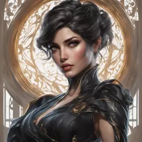 Alluring matte portrait of the beautiful Fiora in black, 8k, Highly Detailed, Intricate, Realistic, Sharp Focus, Volumetric Lighting, Fantasy, Elegant by Stanley Artgerm Lau, Alphonse Mucha, WLOP, Stefan Kostic